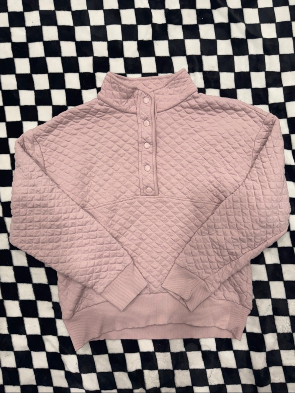 Banana Republic Quilted Snap-Placket Pullover - Light Pink